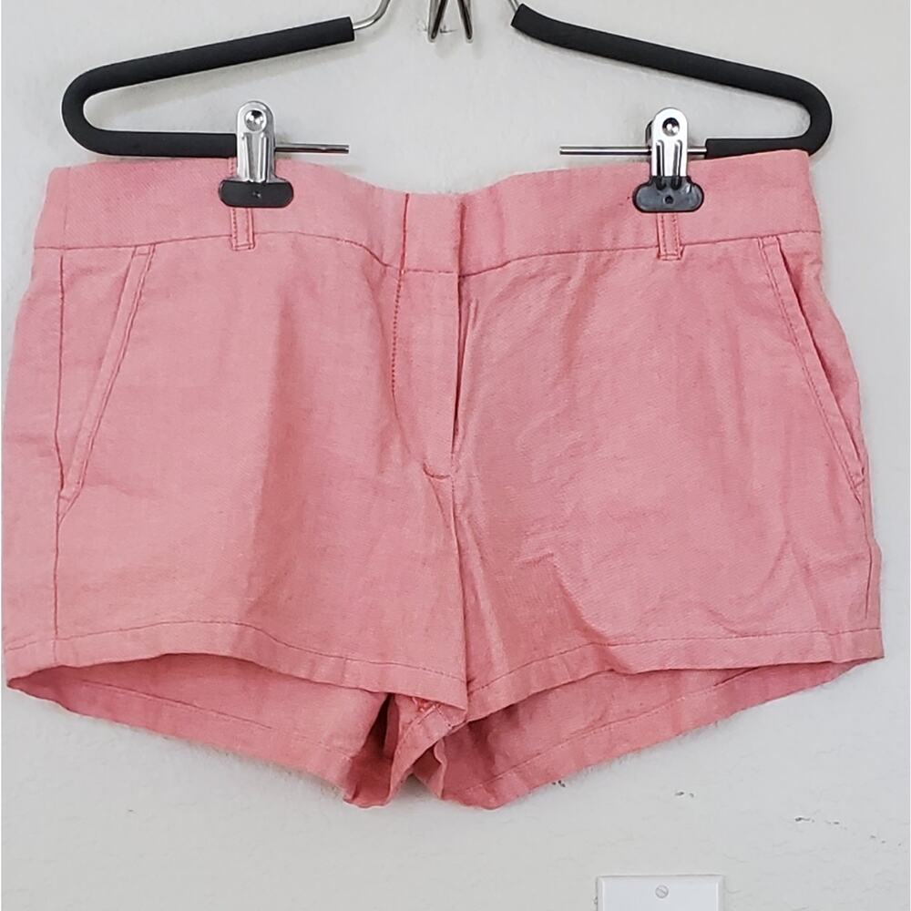 J. Crew High-Rise Pink Linen-Blend Shorts